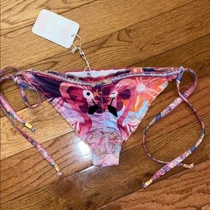 NWT Alma Mia tropical Bikini Bottoms flamingo